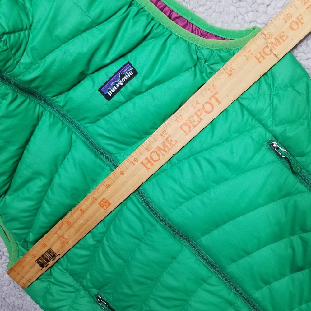 Patagonia Puffer Vest Womens Medium Green Full Zip Goose Down Lightweight Pocket - Picture 8 of 16